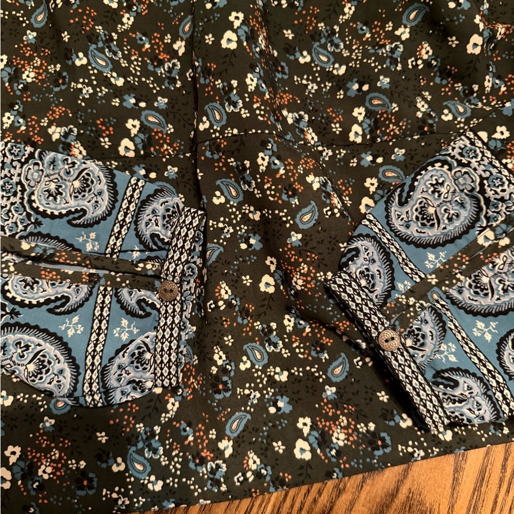 Abercrombie & Fitch Black Floral dress  with Blue Accents - Picture 4 of 5
